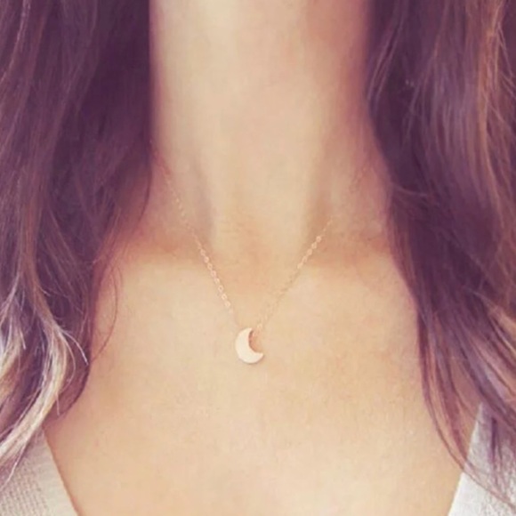 New Moon Crescent Gold Cute Layered Gold Necklace - Picture 3 of 5